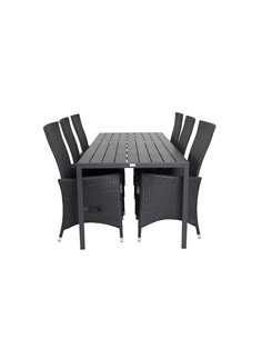 Matgrupp Break med Padova matstolar, 205 × 90 cm