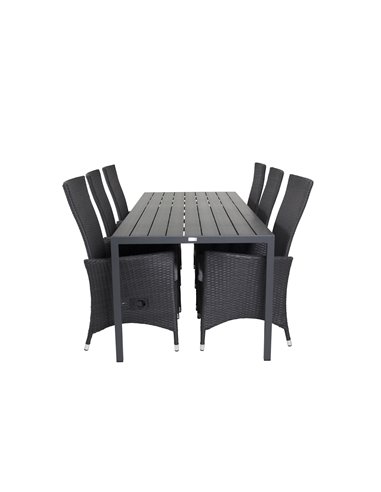 Matgrupp Break med Padova matstolar, 205 × 90 cm