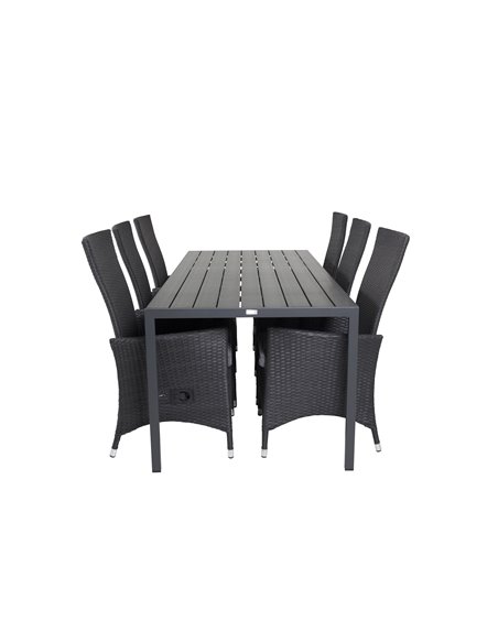 Matgrupp Break med Padova matstolar, 205 × 90 cm