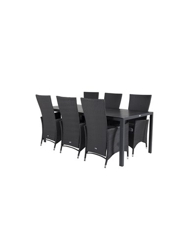 Matgrupp Break med Padova matstolar, 205 × 90 cm