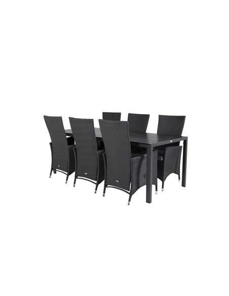 Matgrupp Break med Padova matstolar, 205 × 90 cm