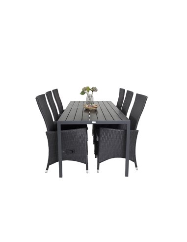 Matgrupp Break med Padova matstolar, 205 × 90 cm
