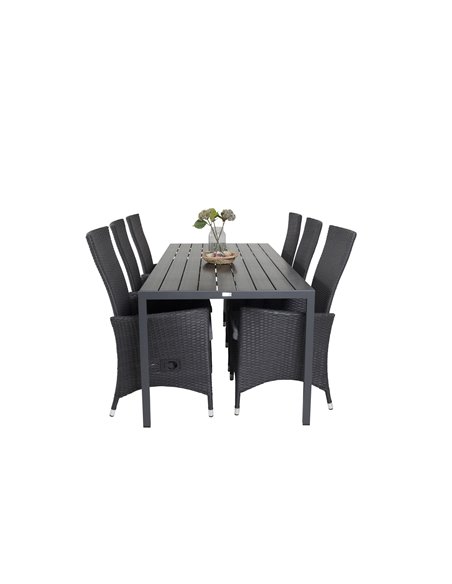 Matgrupp Break med Padova matstolar, 205 × 90 cm