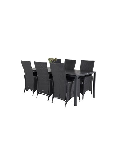 Matgrupp Break med Padova matstolar, 205 × 90 cm