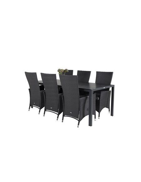Matgrupp Break med Padova matstolar, 205 × 90 cm