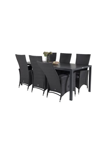 Matgrupp Break med Padova matstolar, 205 × 90 cm