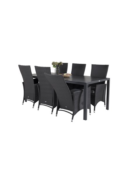 Matgrupp Break med Padova matstolar, 205 × 90 cm
