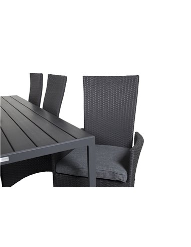 Matgrupp Break med Padova matstolar, 205 × 90 cm