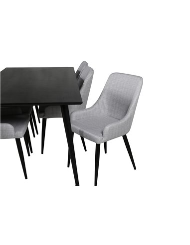 Matgrupp Dipp med Plaza matstolar, 180 × 90 cm