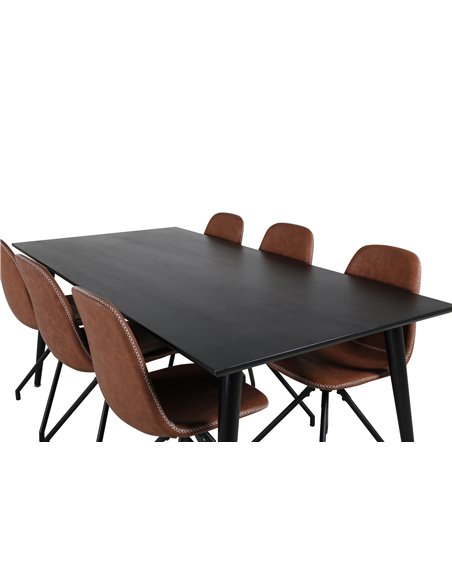 Matgrupp Dipp med Polar matstolar, 180 × 90 cm