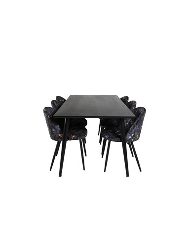 Matgrupp Dipp med Velvet matstolar, 180 × 90 cm