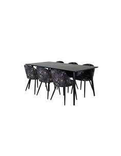 Matgrupp Dipp med Velvet matstolar, 180 × 90 cm 2
