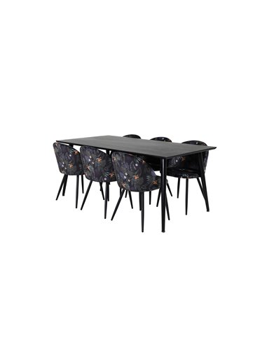 Matgrupp Dipp med Velvet matstolar, 180 × 90 cm