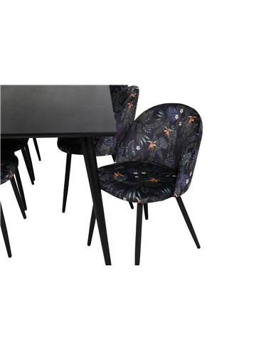 Matgrupp Dipp med Velvet matstolar, 180 × 90 cm