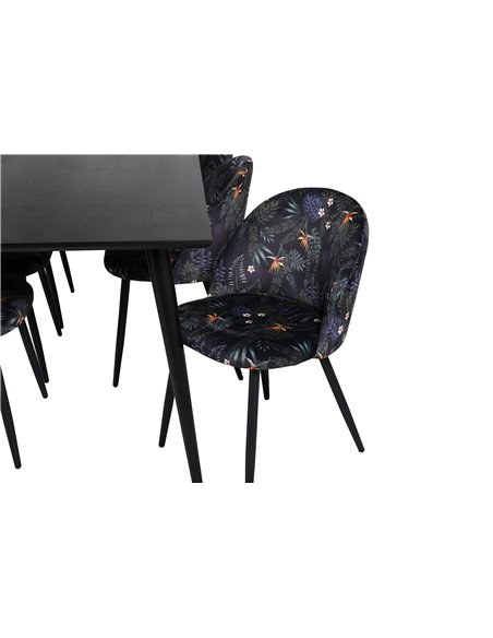 Matgrupp Dipp med Velvet matstolar, 180 × 90 cm