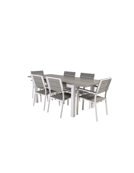 Matgrupp Albany med Levels matstolar, 152 × 90 cm