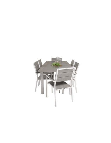 Matgrupp Albany med Levels matstolar, 152 × 90 cm