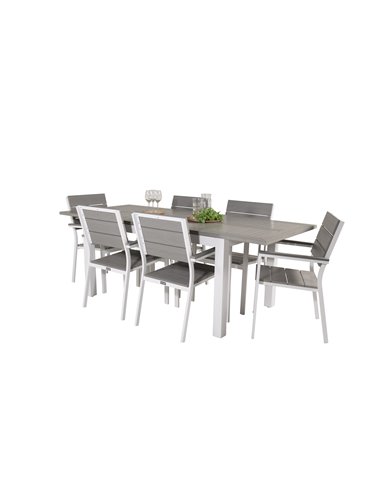 Matgrupp Albany med Levels matstolar, 152 × 90 cm