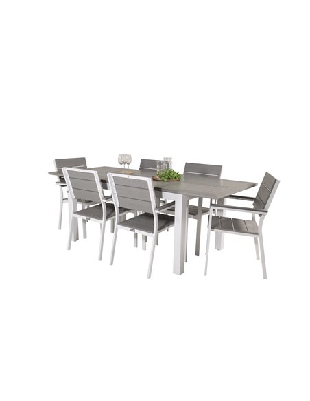Matgrupp Albany med Levels matstolar, 152 × 90 cm
