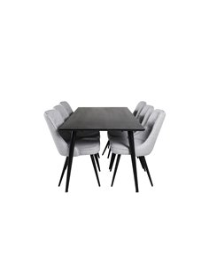 Matgrupp Dipp med Velvet Deluxe matstolar, 180 × 90 cm