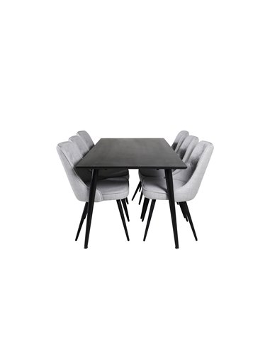 Matgrupp Dipp med Velvet Deluxe matstolar, 180 × 90 cm