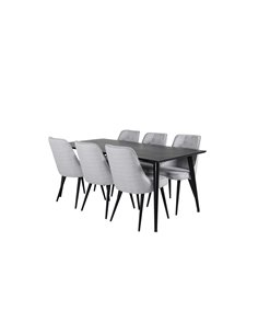 Matgrupp Dipp med Velvet Deluxe matstolar, 180 × 90 cm 2