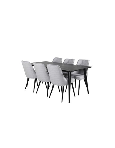 Matgrupp Dipp med Velvet Deluxe matstolar, 180 × 90 cm