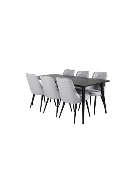 Matgrupp Dipp med Velvet Deluxe matstolar, 180 × 90 cm
