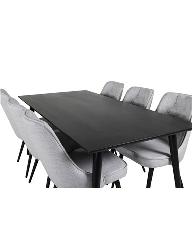 Matgrupp Dipp med Velvet Deluxe matstolar, 180 × 90 cm