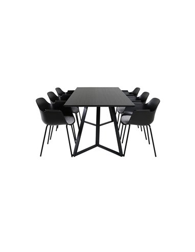 Matgrupp Marina med Comfort matstolar, 180 × 90 cm
