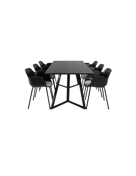 Matgrupp Marina med Comfort matstolar, 180 × 90 cm