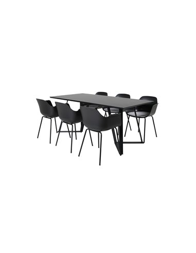 Matgrupp Marina med Comfort matstolar, 180 × 90 cm