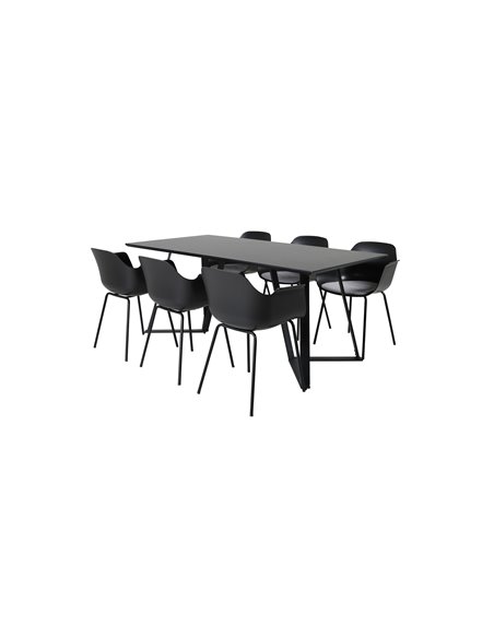 Matgrupp Marina med Comfort matstolar, 180 × 90 cm