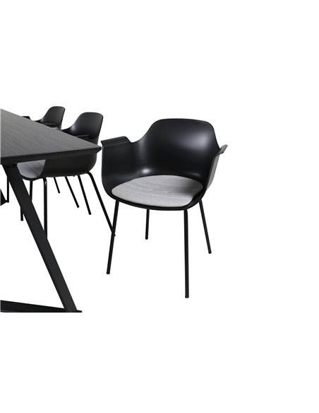 Matgrupp Marina med Comfort matstolar, 180 × 90 cm