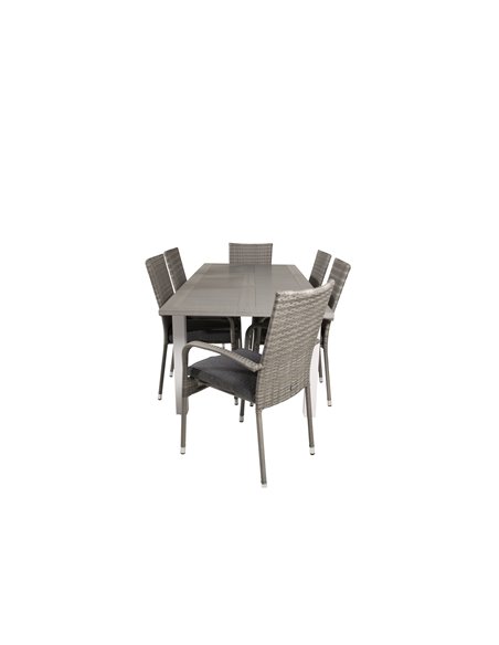 Matgrupp Albany med Anna matstolar, 152 × 90 cm