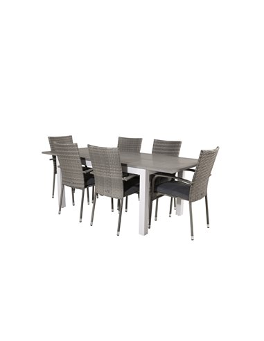 Matgrupp Albany med Anna matstolar, 152 × 90 cm