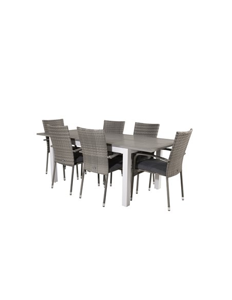 Matgrupp Albany med Anna matstolar, 152 × 90 cm