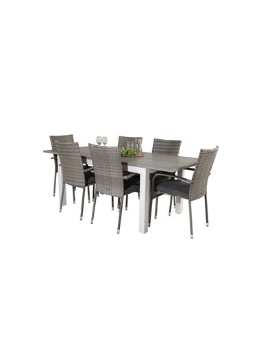 Matgrupp Albany med Anna matstolar, 152 × 90 cm