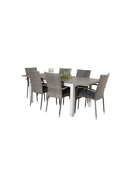 Matgrupp Albany med Anna matstolar, 152 × 90 cm