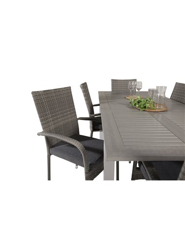 Matgrupp Albany med Anna matstolar, 152 × 90 cm