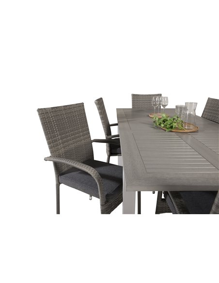Matgrupp Albany med Anna matstolar, 152 × 90 cm