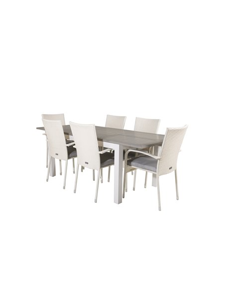 Matgrupp Albany med Anna matstolar, 152 × 90 cm