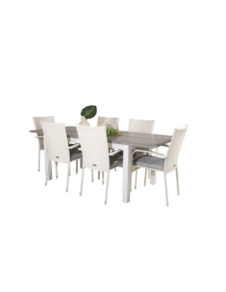 Matgrupp Albany med Anna matstolar, 152 × 90 cm