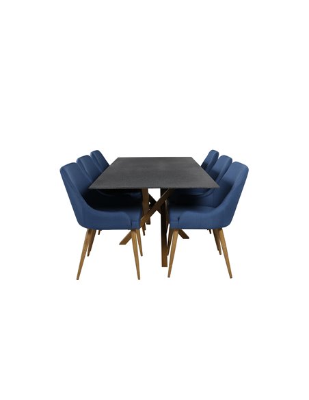 Matgrupp Piazza med Plaza matstolar, 180 × 90 cm