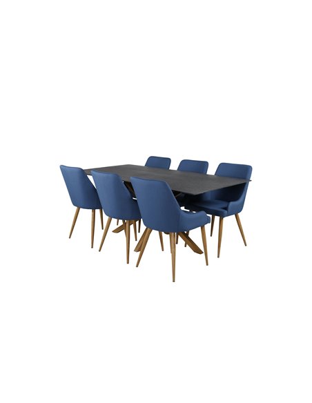 Matgrupp Piazza med Plaza matstolar, 180 × 90 cm