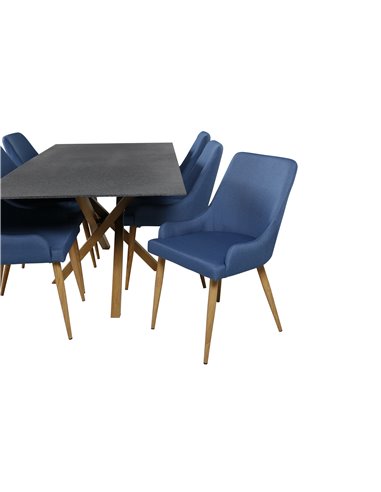 Matgrupp Piazza med Plaza matstolar, 180 × 90 cm