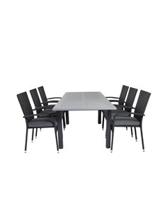 Matgrupp Albany med Anna matstolar, 160 × 100 cm