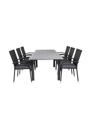Matgrupp Albany med Anna matstolar, 160 × 100 cm