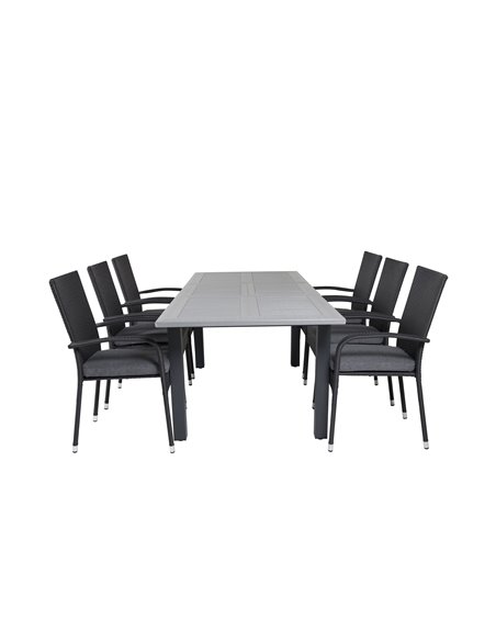 Matgrupp Albany med Anna matstolar, 160 × 100 cm