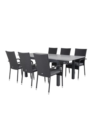 Matgrupp Albany med Anna matstolar, 160 × 100 cm